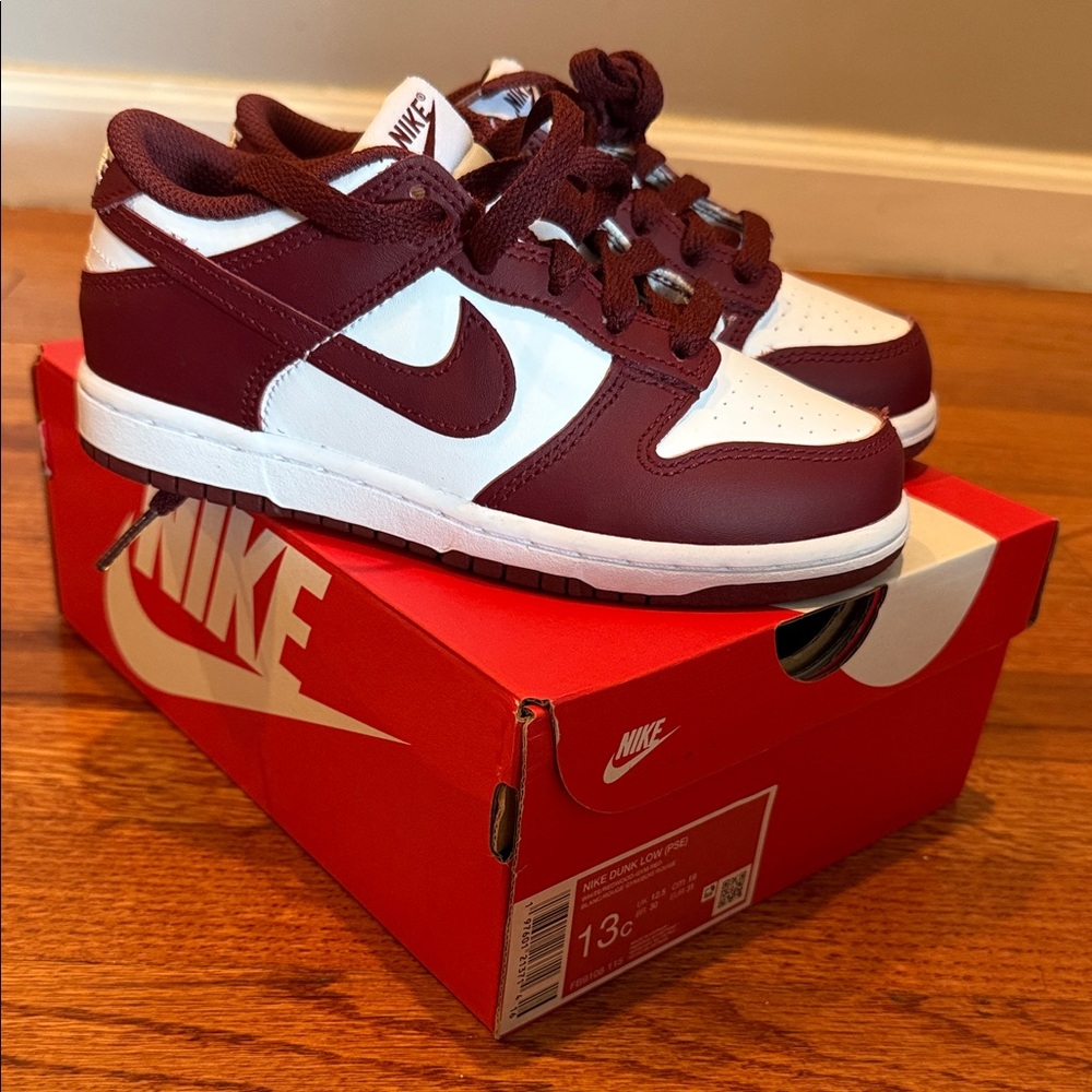Nike Kids' Burgundy and White Sneakers